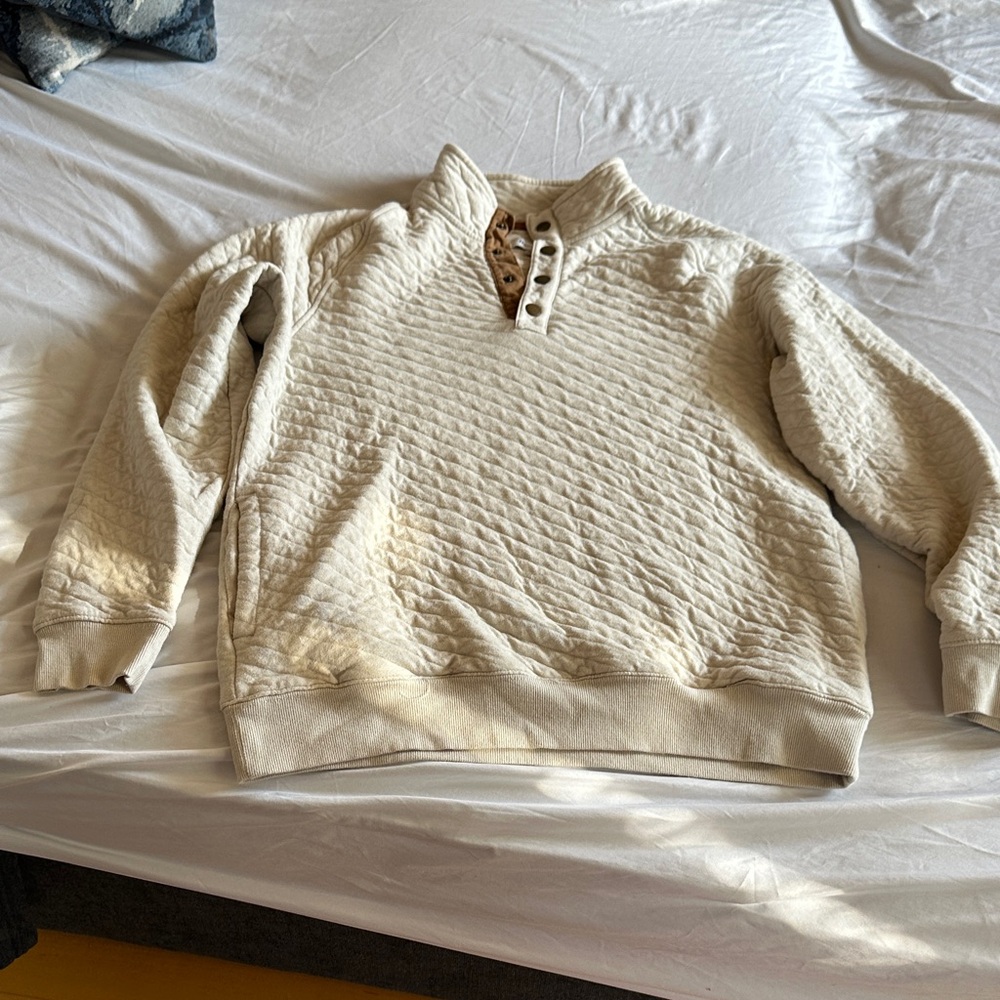 Goodfellow & Co Cream Quilted Zip-Neck Sweater